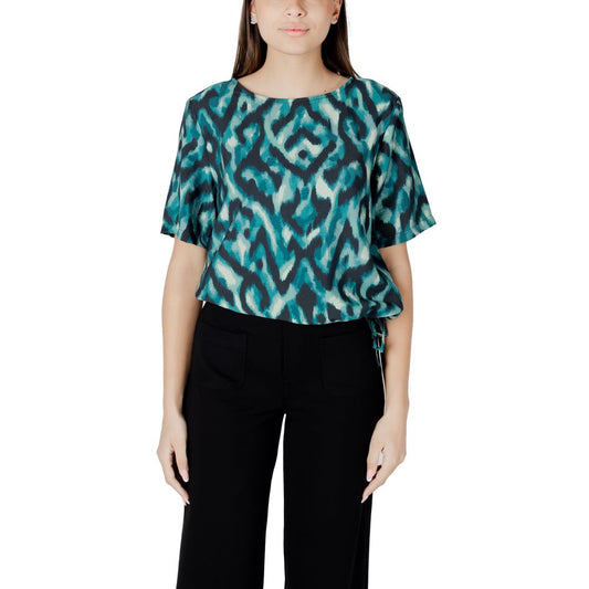 Street One Women's Lightweight Short-Sleeve Round-Neck Polyamide Viscose Shirt - Green