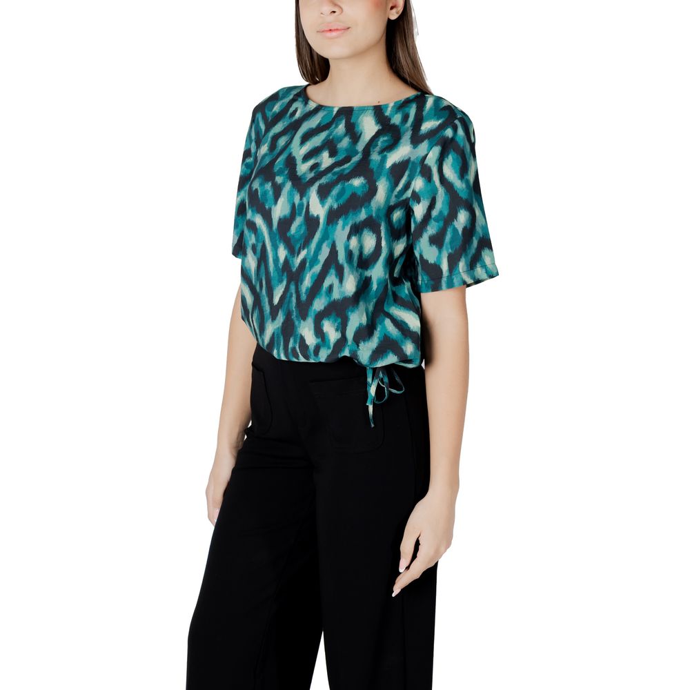 Street One Women's Lightweight Short-Sleeve Round-Neck Polyamide Viscose Shirt - Green