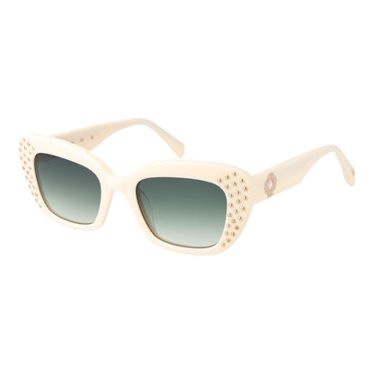 Sunglasses by Maje for women in acetate and cream featuring an opulent full-rim cat-eye frame design with a sophisticated cream coloured frame finish and high-performance gradient category-1-light-tint lens.