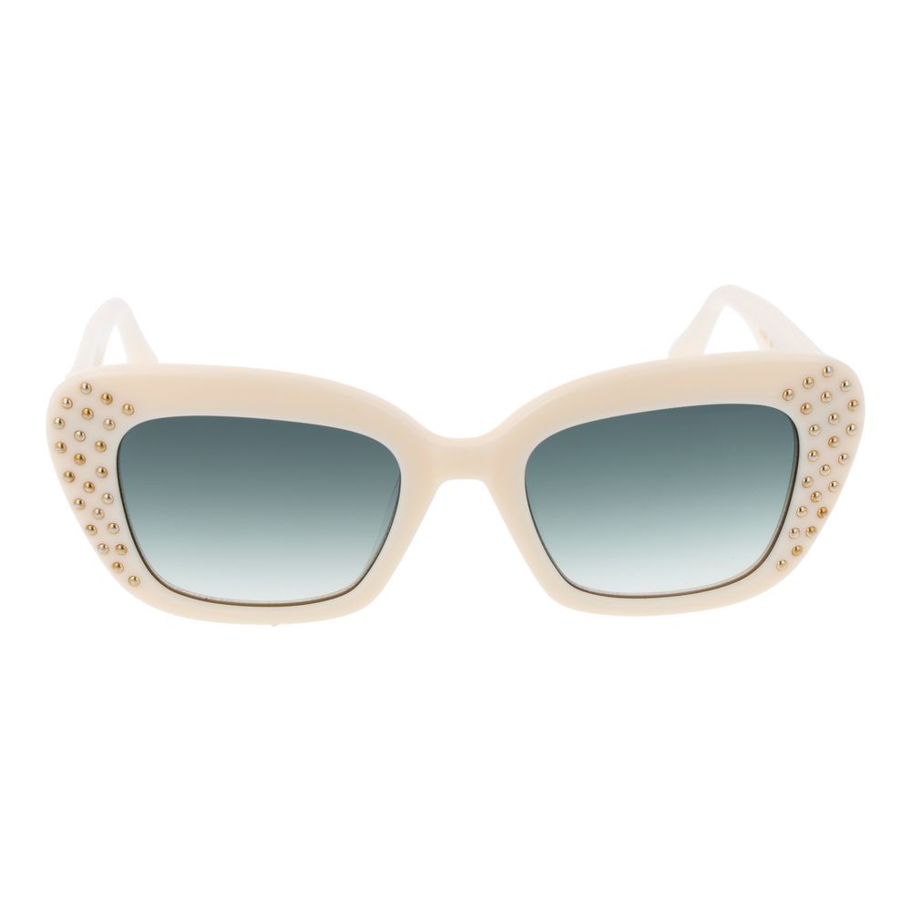 Sunglasses by Maje for women in acetate cream features an lustrous full-rim cat-eye frame design with cream coloured frame detailing and gradient category-1-light-tint lens for a lustrous aesthetic.