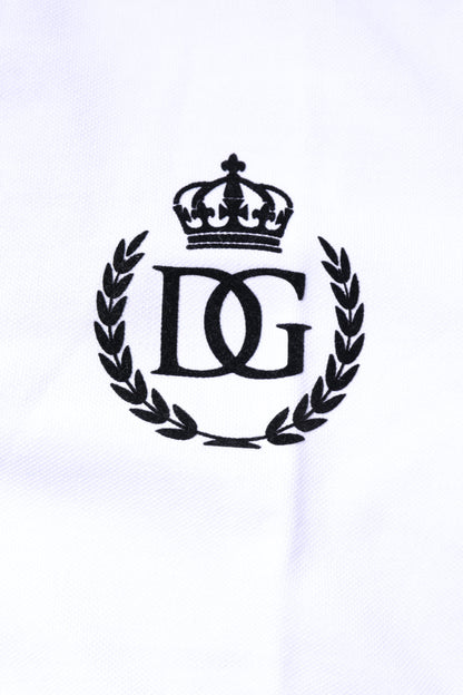Dolce & Gabbana White Cotton Crown Collared Men Polo T-shirt