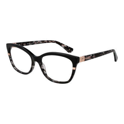 Eyeglasses Frames by Marciano by Guess for women in black showcases a reflective silhouette, artfully incorporating a sophisticated black coloured frame with a distinct full-frame frame design.