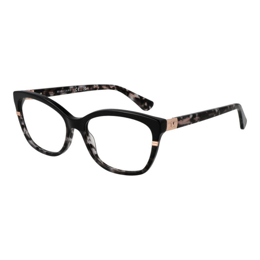 Eyeglasses Frames by Marciano by Guess for women in black showcases a reflective silhouette, artfully incorporating a sophisticated black coloured frame with a distinct full-frame frame design.