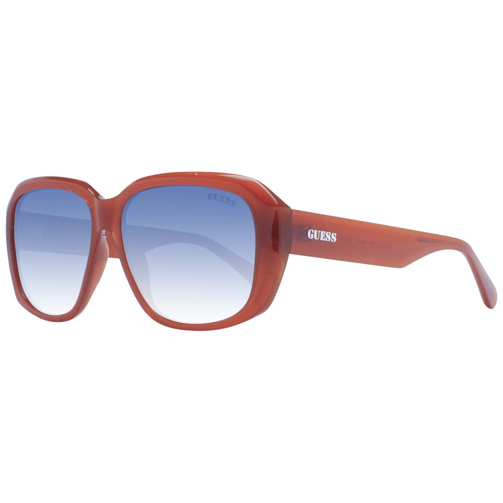 Sunglasses by Guess for women in plastic copper showcases a ethereal silhouette, featuring copper coloured frame full-rim square frame design with gradient category-2-medium-tint lens for a ethereal finish.