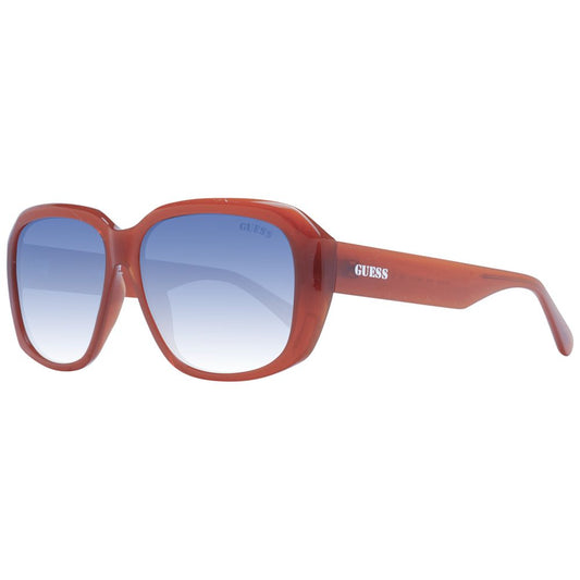 Sunglasses by Guess for women in plastic copper showcases a ethereal silhouette, featuring copper coloured frame full-rim square frame design with gradient category-2-medium-tint lens for a ethereal finish.