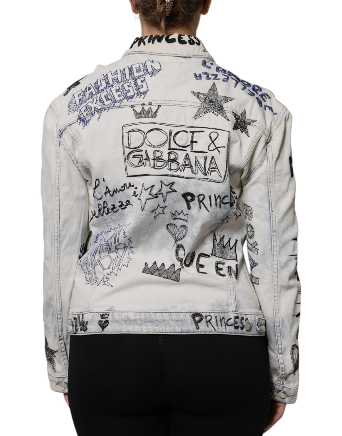 Dolce & Gabbana Women's Stretch Denim Cotton Jacket - Light Blue Print