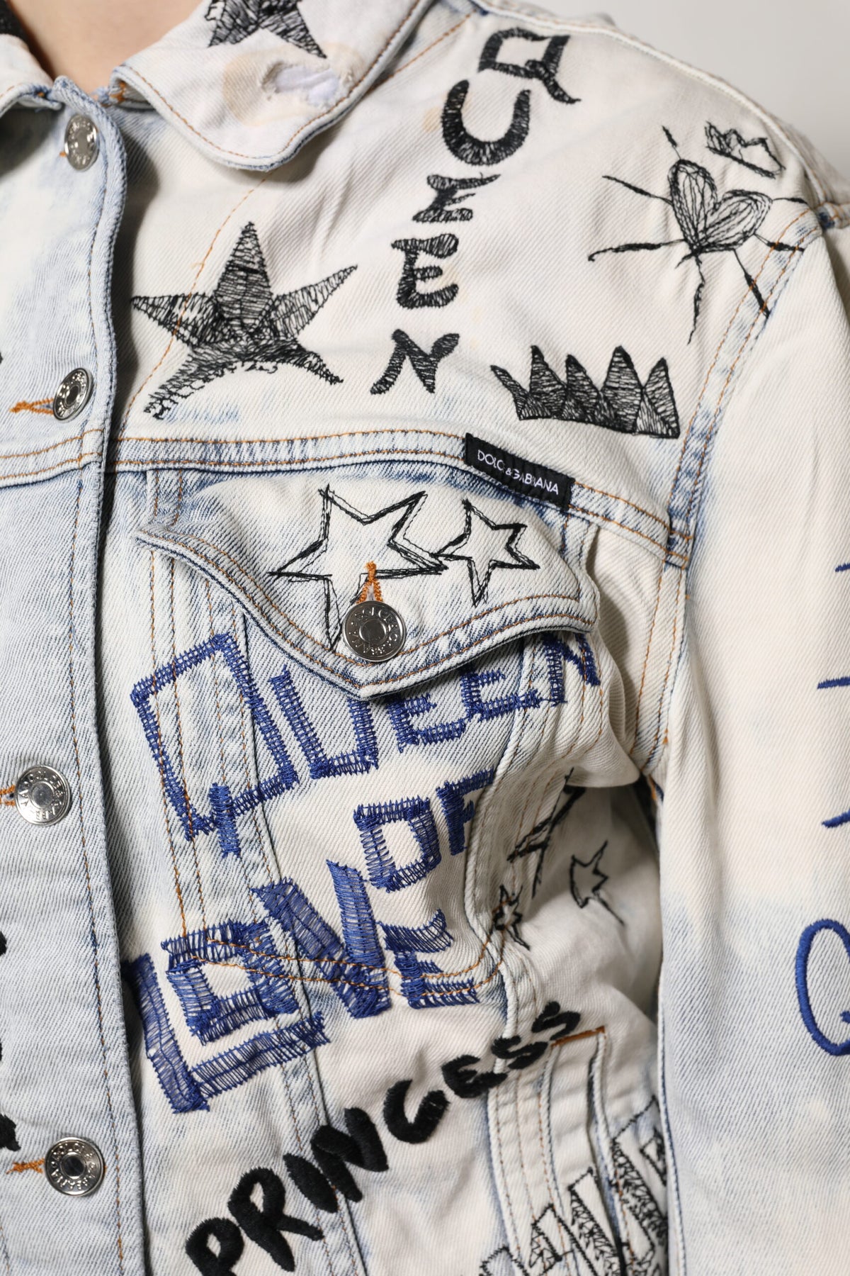 Dolce & Gabbana Women's Stretch Denim Cotton Jacket - Light Blue Print