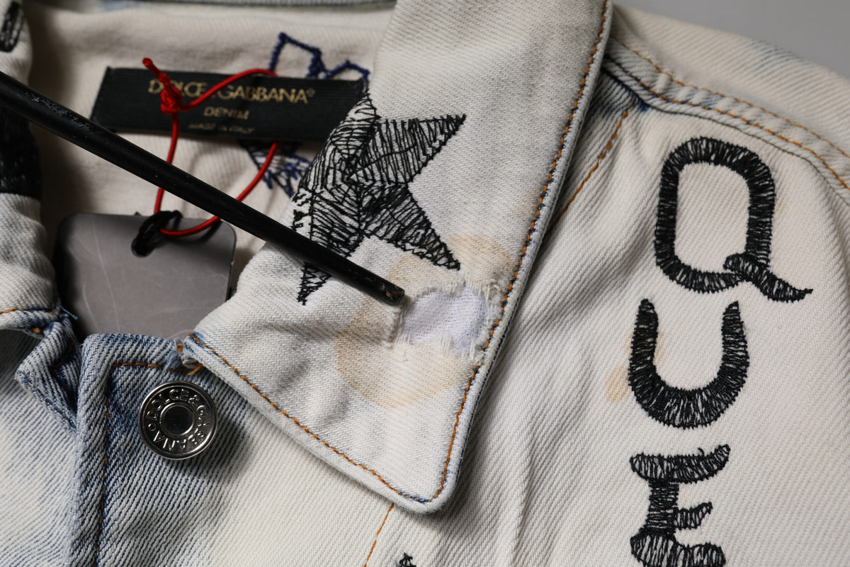 Dolce & Gabbana Women's Stretch Denim Cotton Jacket - Light Blue Print
