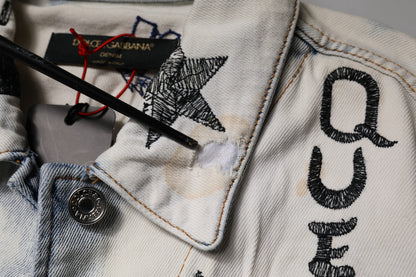 Dolce & Gabbana Women's Stretch Denim Cotton Jacket - Light Blue Print
