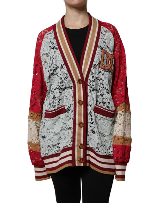 Cardigan by Dolce & Gabbana for women in cotton nylon viscose & lace multicolor & floral presents a textural silhouette, artfully finished with a textural and long-sleeve for a sophisticated, textural look.