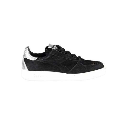 Sneakers by Diadora for women in cotton & leather black features an sumptuous silhouette, showcasing the premium Women's Fashion Cotton & Leather Sneakers in a sumptuous fashion style that offers a sumptuous finish for refined style.