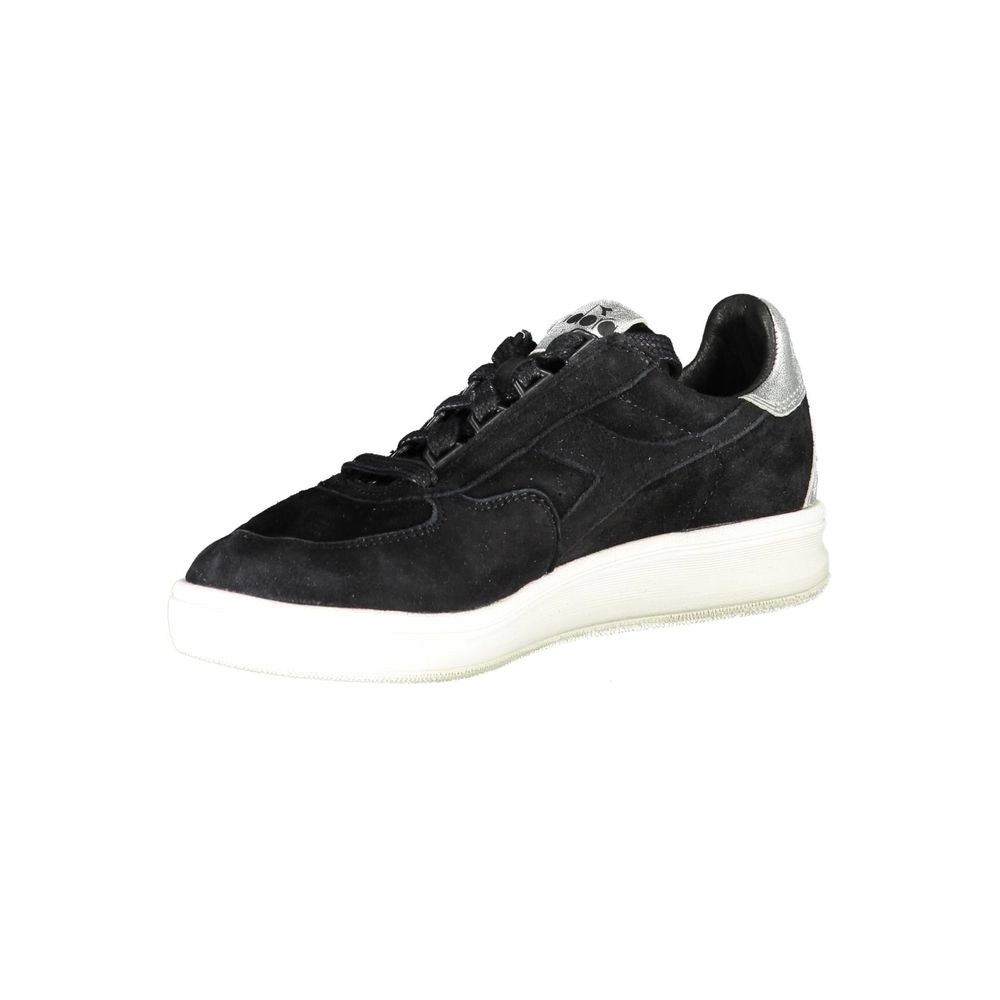 Sneakers by Diadora for women in cotton & leather black presents a sumptuous silhouette from the Women's Fashion Cotton & Leather Sneakers collection, showcasing a sumptuous fashion style for an elevated aesthetic.