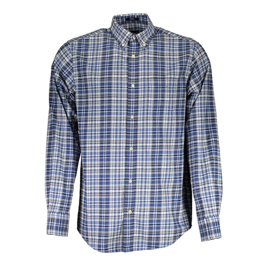 Shirt by Gant for men in cotton blue showcases a sleek silhouette, elegantly detailed with a sleek button-down-collar neckline and for a sleek finish.