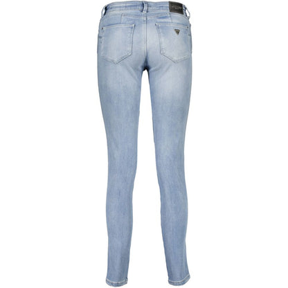 Pants by Guess Jeans for women in stretch denim cotton light-blue features a sleek silhouette with a sleek , a refined long, and a sophisticated finish.
