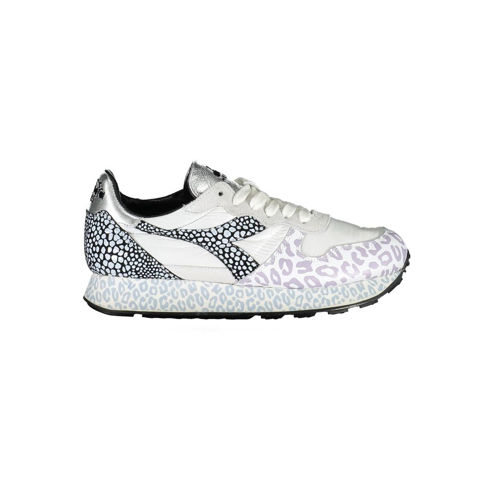 Sneakers by Diadora for women in cotton & leather white features an sumptuous silhouette, showcasing the premium Women's Casual Cotton & Leather Sneakers in a sumptuous casual style that offers a sumptuous finish for refined style.