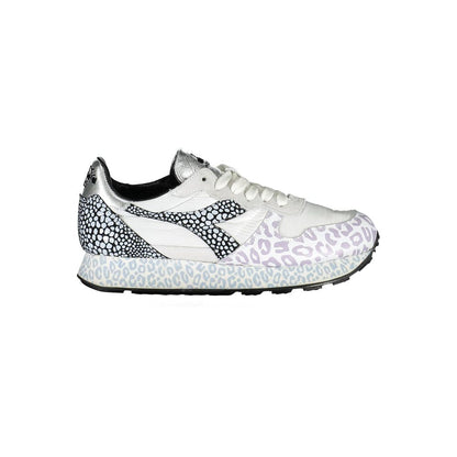 Sneakers by Diadora for women in cotton & leather white features an sumptuous silhouette, showcasing the premium Women's Casual Cotton & Leather Sneakers in a sumptuous casual style that offers a sumptuous finish for refined style.
