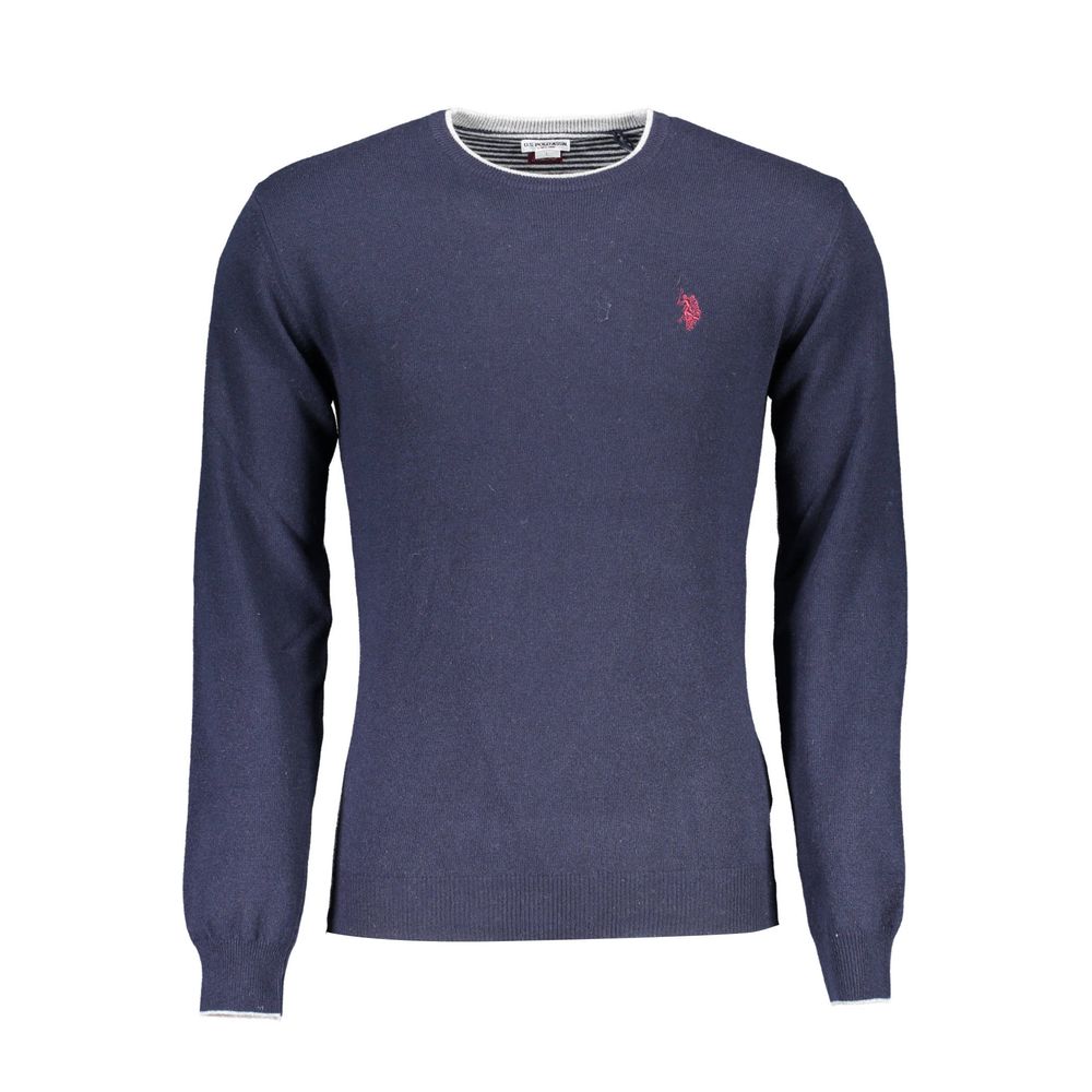 Sweater by U.S. POLO ASSN. for men in cashmere viscose blue features an tactile silhouette, showcasing a sophisticated round neckline and tactile for a refined finish.
