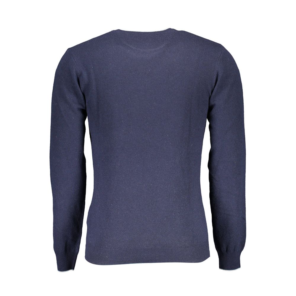 Sweater by U.S. POLO ASSN. for men in cashmere viscose blue features an polished silhouette, showcasing refined and a sophisticated round neckline for a truly polished finish.