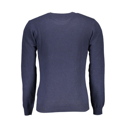 Sweater by U.S. POLO ASSN. for men in cashmere viscose blue features an polished silhouette, showcasing refined and a sophisticated round neckline for a truly polished finish.
