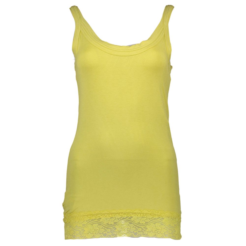 Chic Yellow Lace-Insert Tank Top
