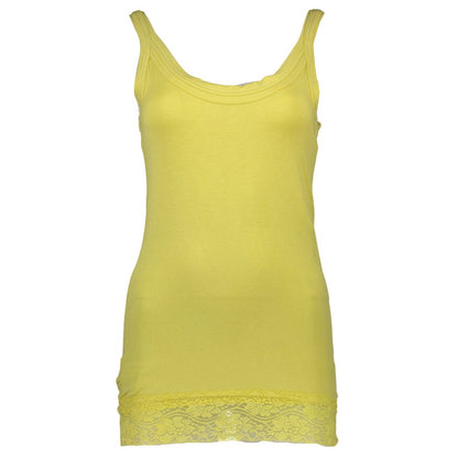 Chic Yellow Lace-Insert Tank Top