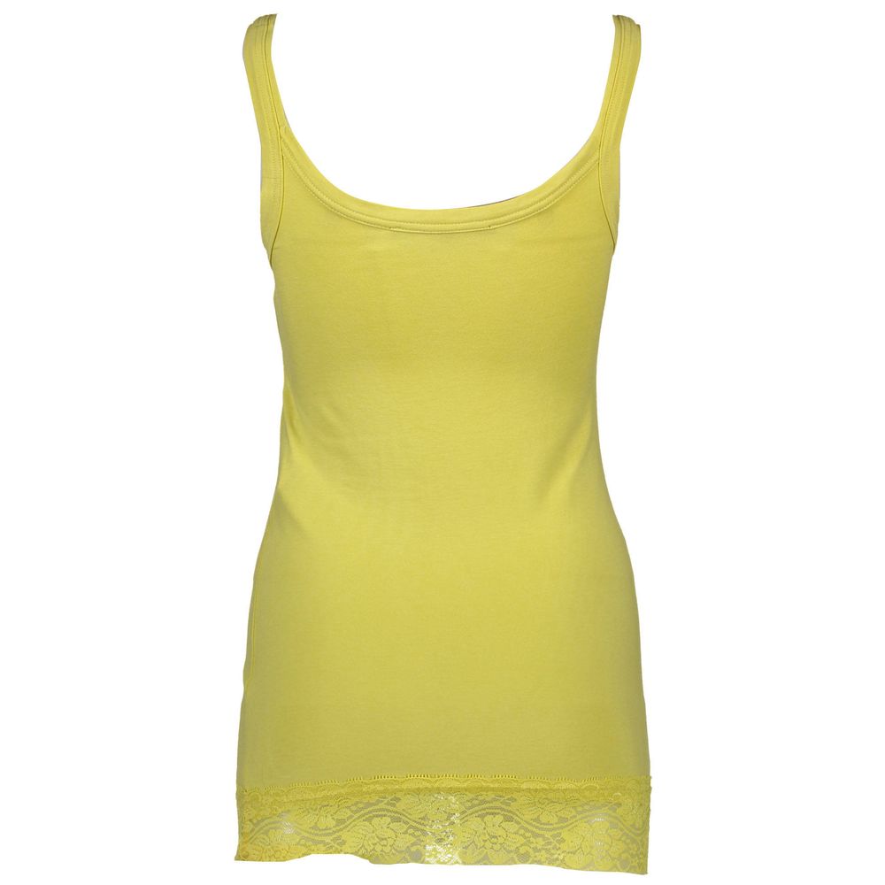 Chic Yellow Lace-Insert Tank Top