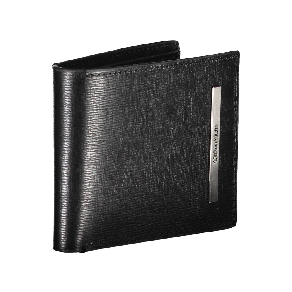 Cardholder Wallet by Calvin Klein for men in polyester leather black showcases a refined silhouette, artfully capturing the essence of the refined Polyester Leather Cardholder Wallet design with functional card-organization rfid-protection eco-friendly coin-purse.