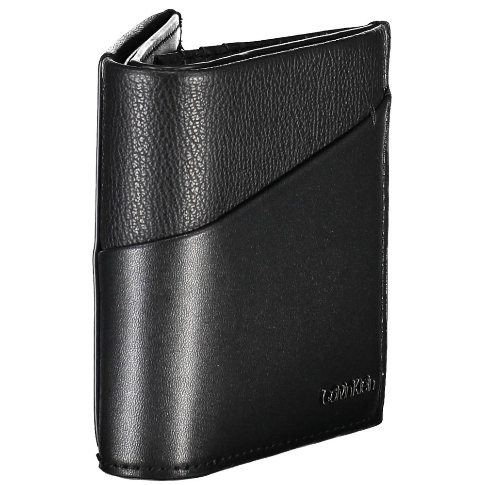 Cardholder Wallet by Calvin Klein for men in polyester leather black presents a streamlined silhouette, showcasing the sophisticated design of the Polyester Leather Cardholder Wallet collection with functional card-organization rfid-protection eco-friendly coin-purse.