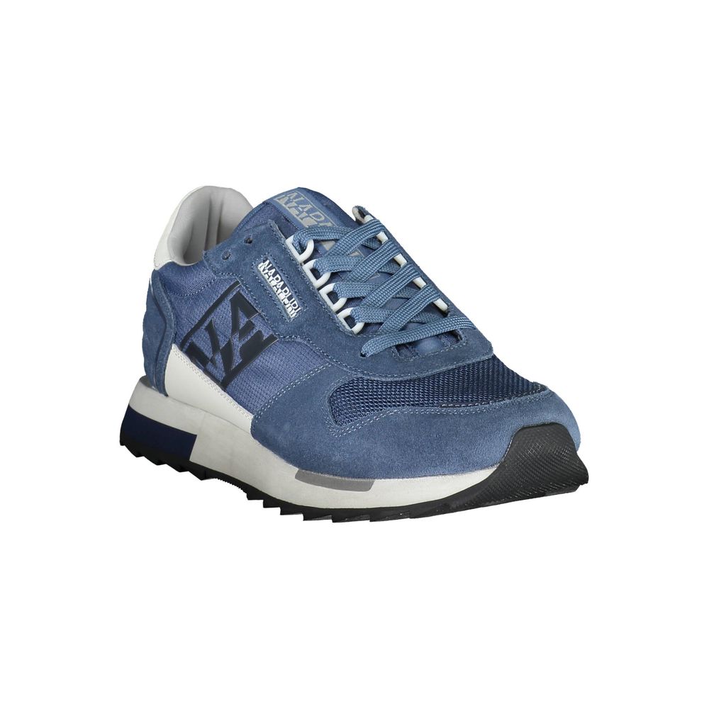 Sneakers by Napapijri for men in blue features an sumptuous silhouette, showcasing the premium Men's Fashion Polyester Polyethylene Leather Sneakers in a sumptuous fashion style that offers a sumptuous finish for refined style.