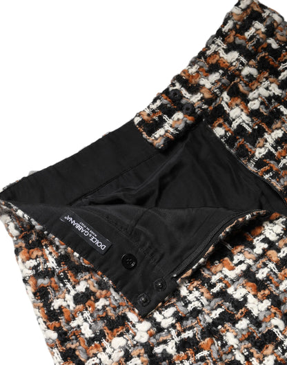 Dolce & Gabbana Women's Pencil High Rise Silk Cotton Tweed & Wool Mini Skirt - Multicolor Tartan