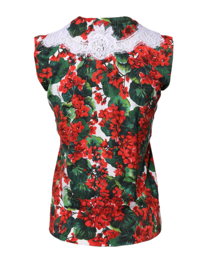 Dolce & Gabbana Multicolor Floral Lace Sleeveless Tank Top