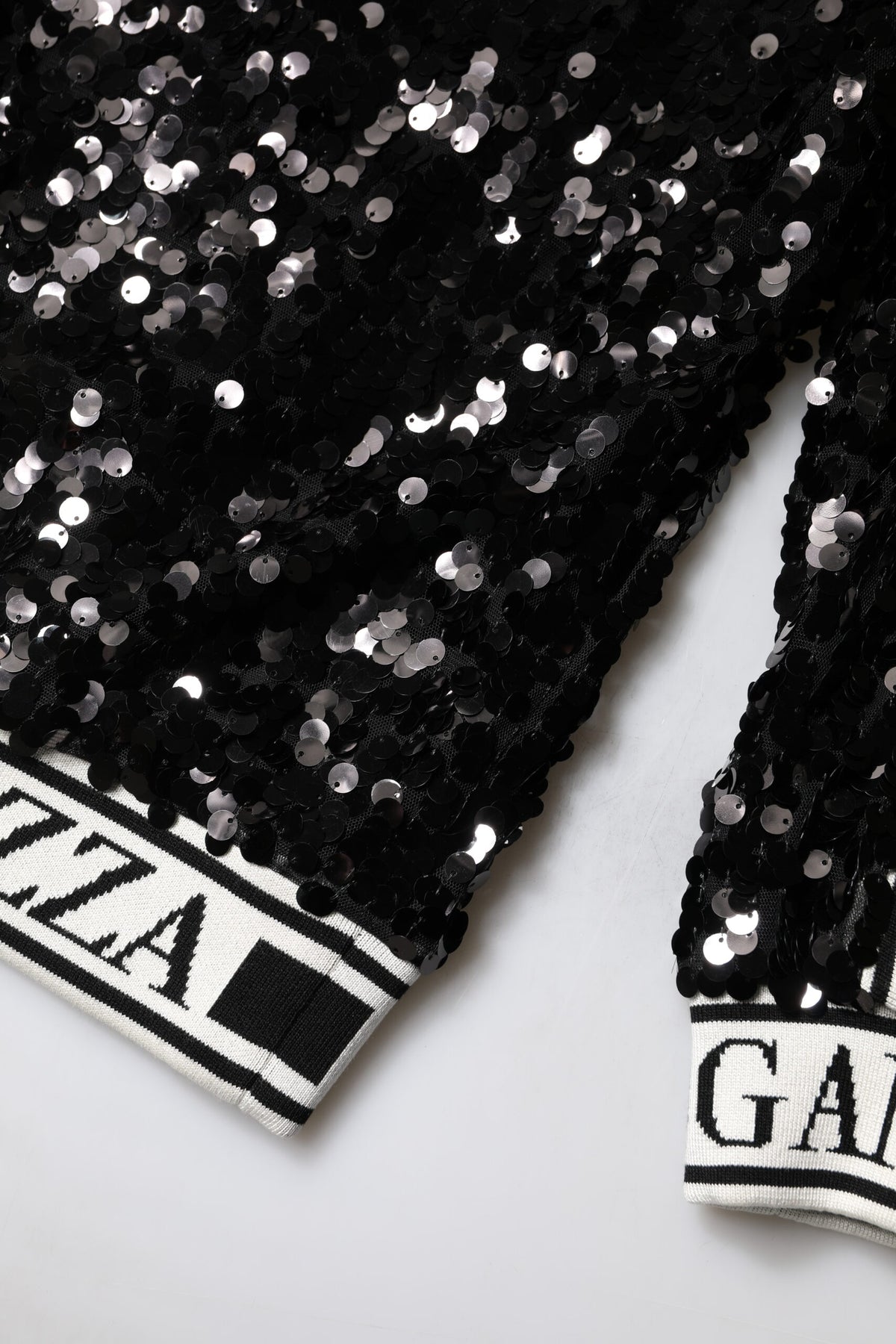 Dolce & Gabbana Women's Crew Neck Polyester Sequins & Silk Sweater - Black
