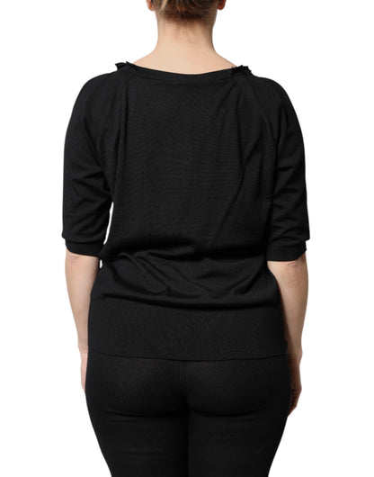 Dolce & Gabbana Black Button Down Short Sleeve Blouse Top