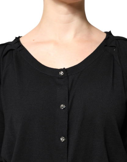 Dolce & Gabbana Black Button Down Short Sleeve Blouse Top