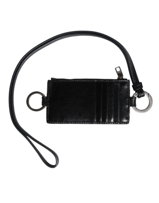 Cardholder Wallet by Dolce & Gabbana for men in horse leather black showcases a refined silhouette, artfully capturing the essence of the refined Horse Leather Cardholder Wallet design with functional card-organization.