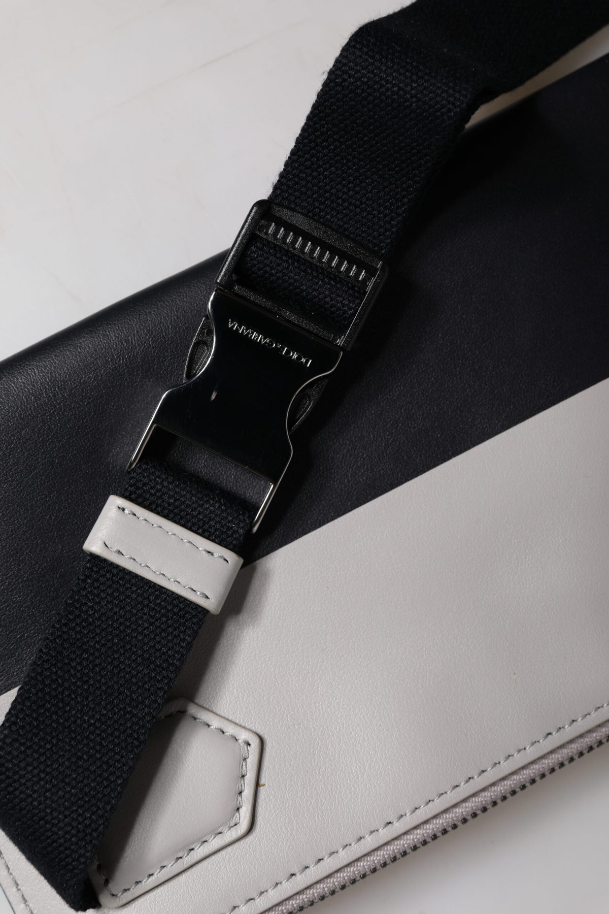 Dolce & Gabbana Calfskin Leather Nylon Crossbody Backpack - Black White