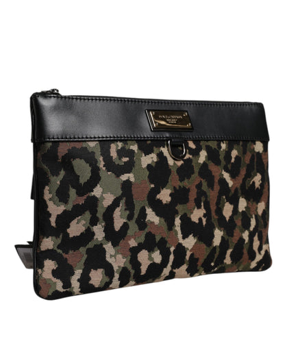 Pouch Backpack by Dolce & Gabbana for men in acrylic leather & cotton gold, multicolor, silver, leopard-print, camouflage, jacquard & print showcases a stately Acrylic Leather Cotton Pouch Backpack design, featuring a secure zipper with stately and versatile .