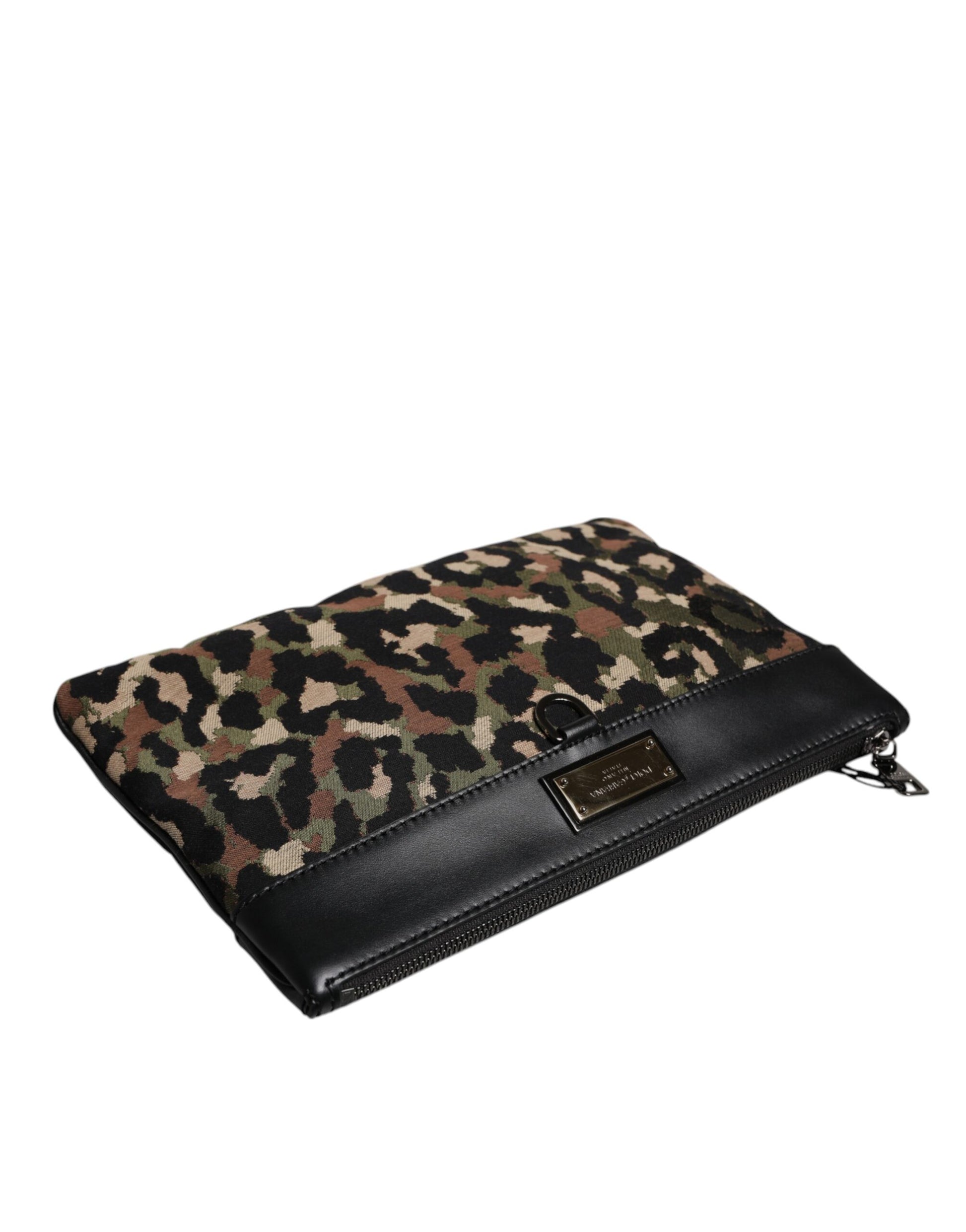 Pouch Backpack by Dolce & Gabbana for men in acrylic leather & cotton gold, multicolor, silver, leopard-print, camouflage, jacquard & print features a refined silhouette, showcasing the Acrylic Leather Cotton Pouch Backpack design with a secure zipper, ample , and versatile .