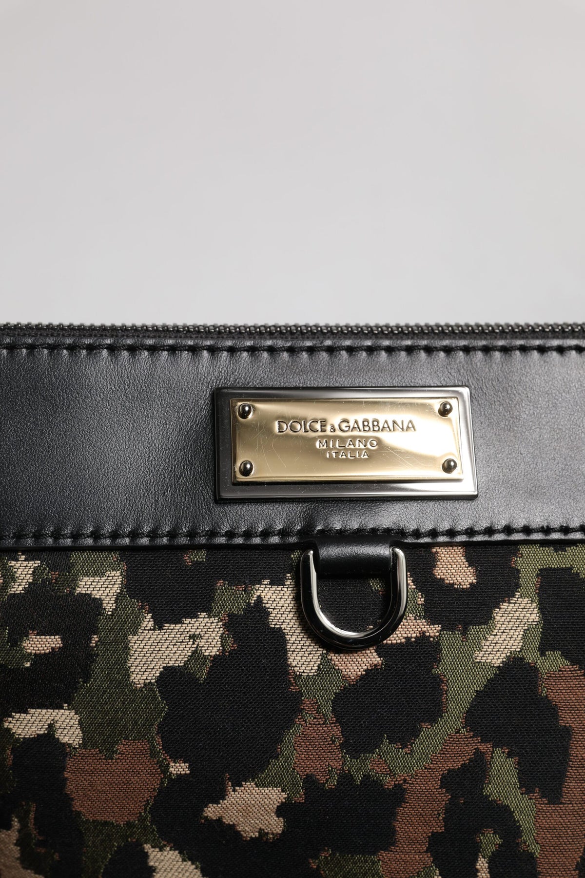 Dolce & Gabbana Acrylic Leather Cotton Pouch Backpack - Gold Multicolor Silver Leopard Print Camouflage Jacquard Print