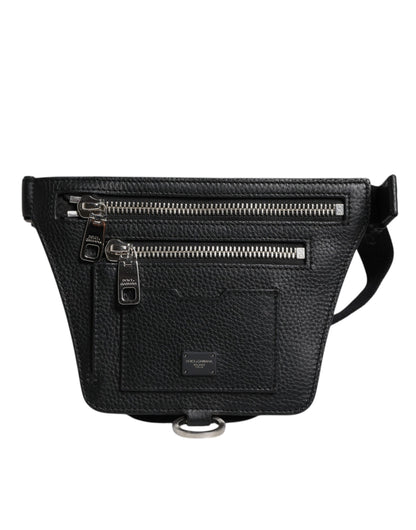 Fanny Pack Backpack by Dolce & Gabbana for men in calfskin black features a refined silhouette, showcasing the Calfskin Fanny Pack Backpack design with a secure zipper, ample , and versatile belt-strap.