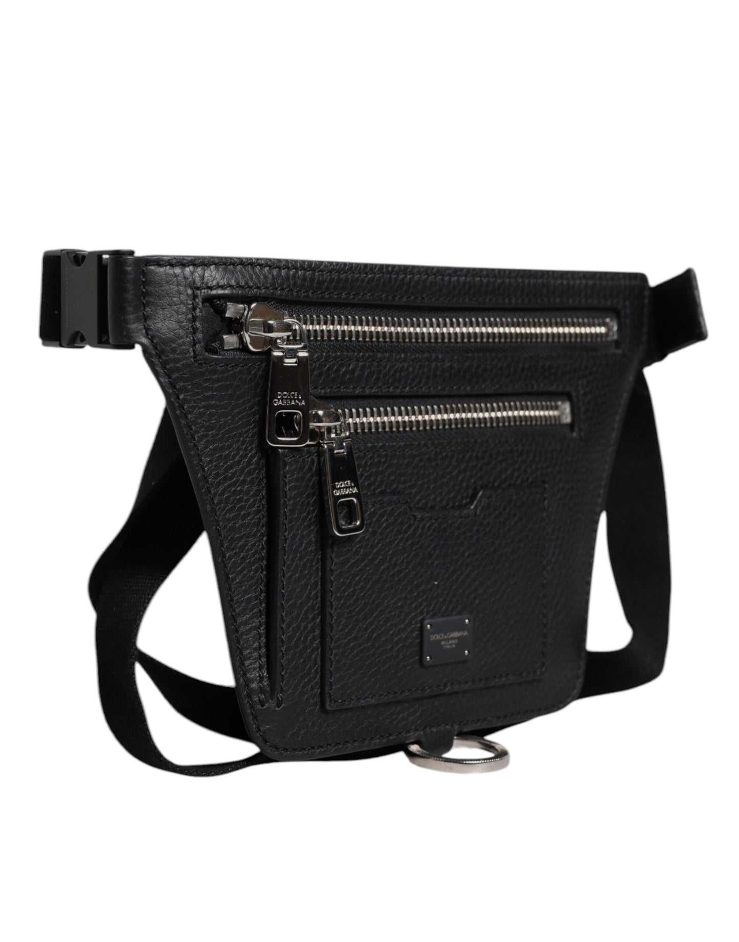 Fanny Pack Backpack by Dolce & Gabbana for men in calfskin black showcases an architectural Calfskin Fanny Pack Backpack design, featuring a secure zipper, ample , and architectural belt-strap for a sophisticated look.