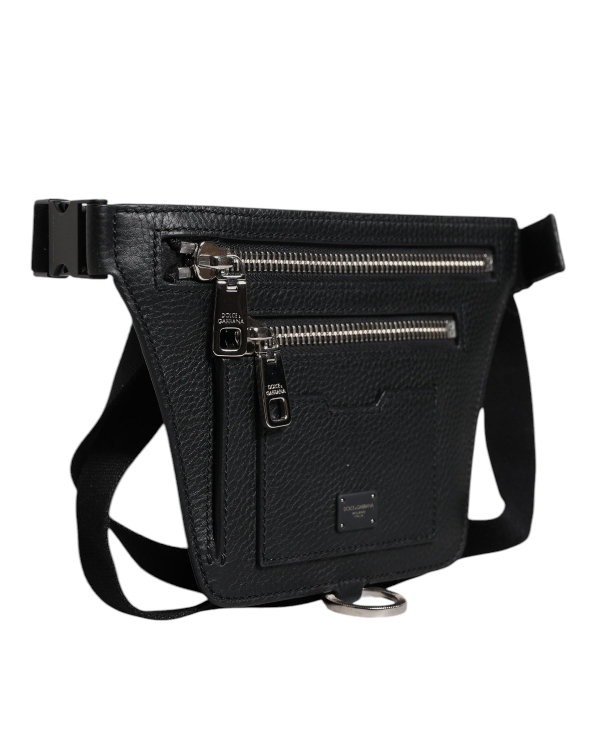 Fanny Pack Backpack by Dolce & Gabbana for men in calfskin black showcases an architectural Calfskin Fanny Pack Backpack design, featuring a secure zipper, ample , and architectural belt-strap for a sophisticated look.
