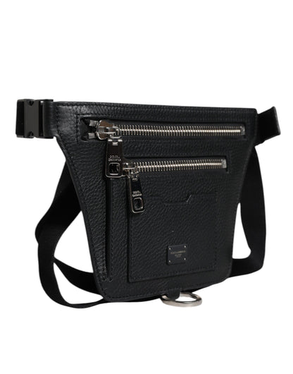 Fanny Pack Backpack by Dolce & Gabbana for men in calfskin black showcases an architectural Calfskin Fanny Pack Backpack design, featuring a secure zipper, ample , and architectural belt-strap for a sophisticated look.