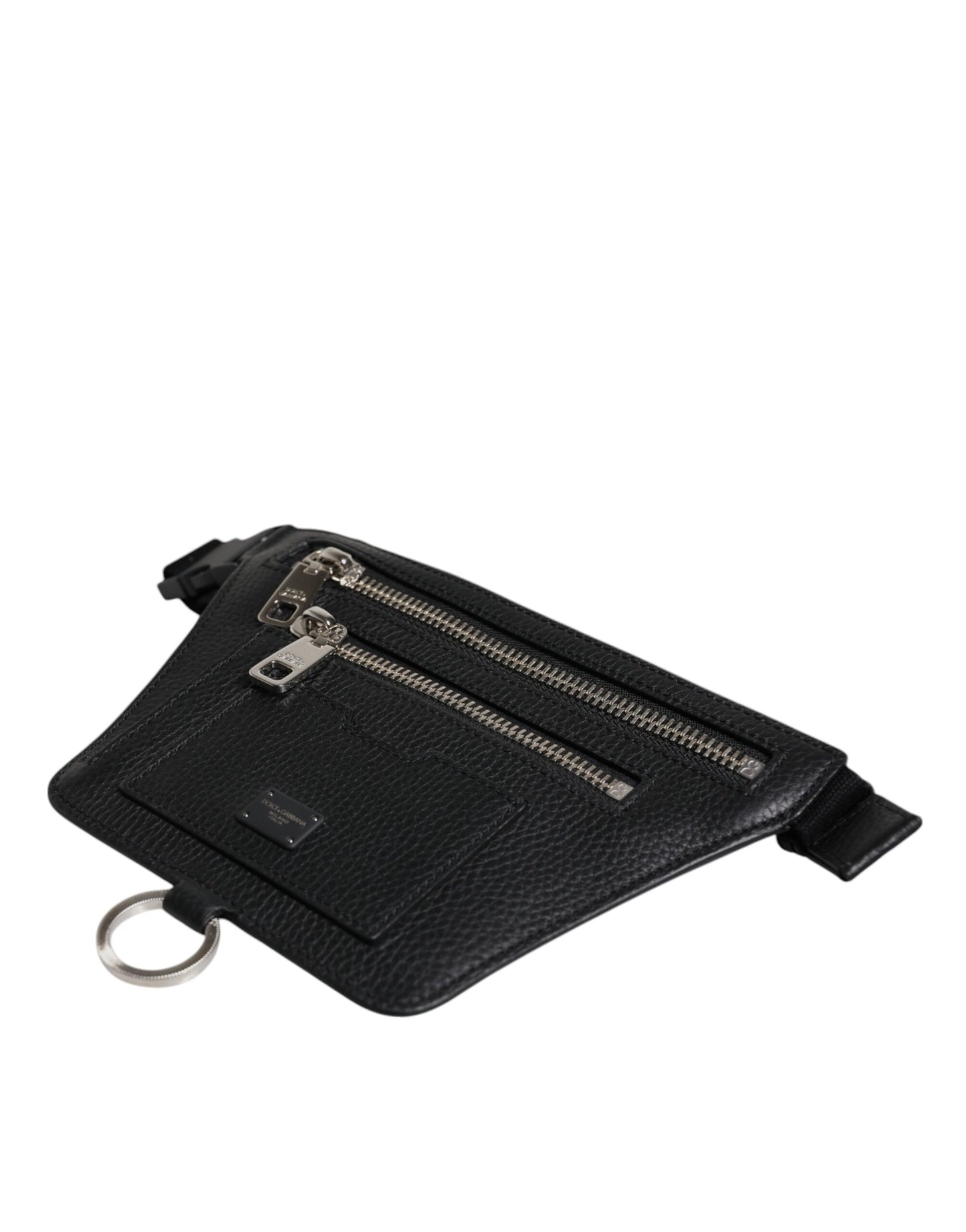 Fanny Pack Backpack by Dolce & Gabbana for men in calfskin black features a refined silhouette, showcasing the Calfskin Fanny Pack Backpack design with a secure zipper, ample , and versatile belt-strap.