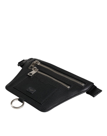 Fanny Pack Backpack by Dolce & Gabbana for men in calfskin black features a refined silhouette, showcasing the Calfskin Fanny Pack Backpack design with a secure zipper, ample , and versatile belt-strap.