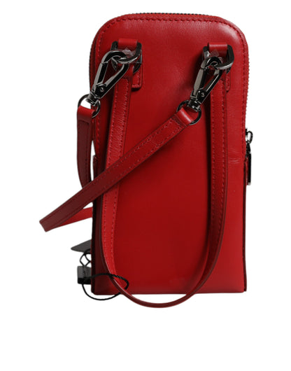 Adjustable Crossbody Shoulder & Sling Bag by Dolce & Gabbana for men in leather & metal red features a statuesque silhouette, showcasing a secure zipper and statuesque with versatile crossbody-strap & shoulder-strap for a statuesque finish.