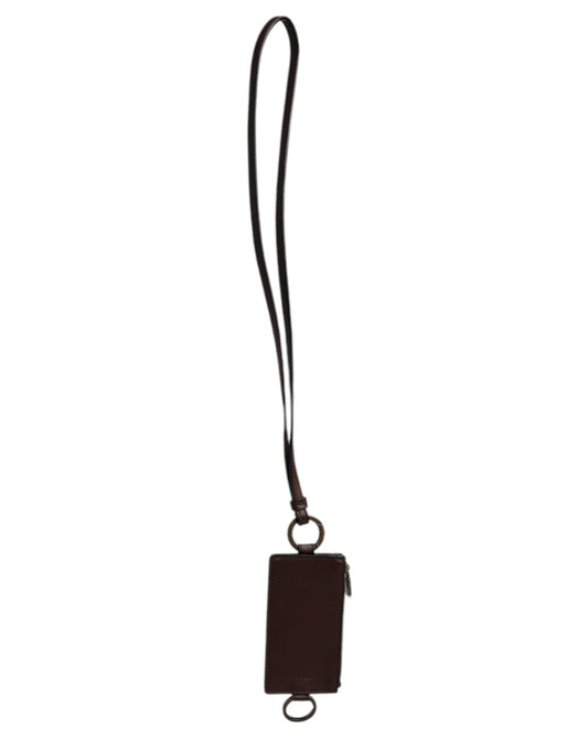Cardholder Wallet by Dolce & Gabbana for men in calfskin leather brown showcases a refined silhouette, artfully detailed with the signature style of the Calfskin Leather Cardholder Wallet and functional card-organization.