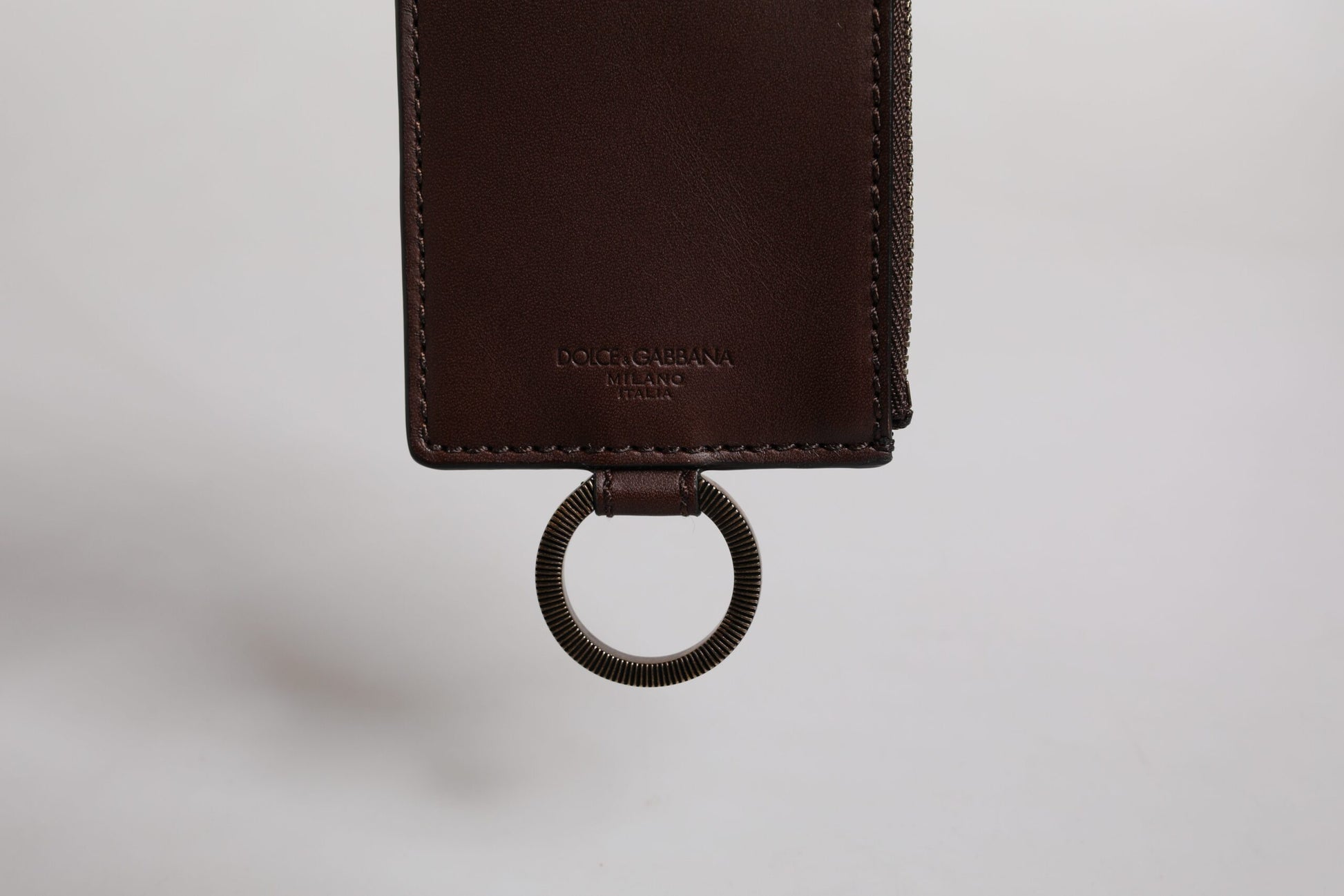 Cardholder Wallet by Dolce & Gabbana for men in calfskin leather brown showcases a refined silhouette, artfully capturing the essence of the refined Calfskin Leather Cardholder Wallet design with functional card-organization.