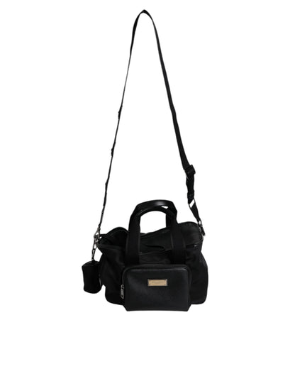 Pet Carry Backpack by Dolce & Gabbana for men in leather & nylon black & silver presents a stately Leather Nylon Pet Carry Backpack design, showcasing a secure zipper with ample and versatile shoulder-strap, handle, adjustable-strap & detachable-strap for a stately finish.