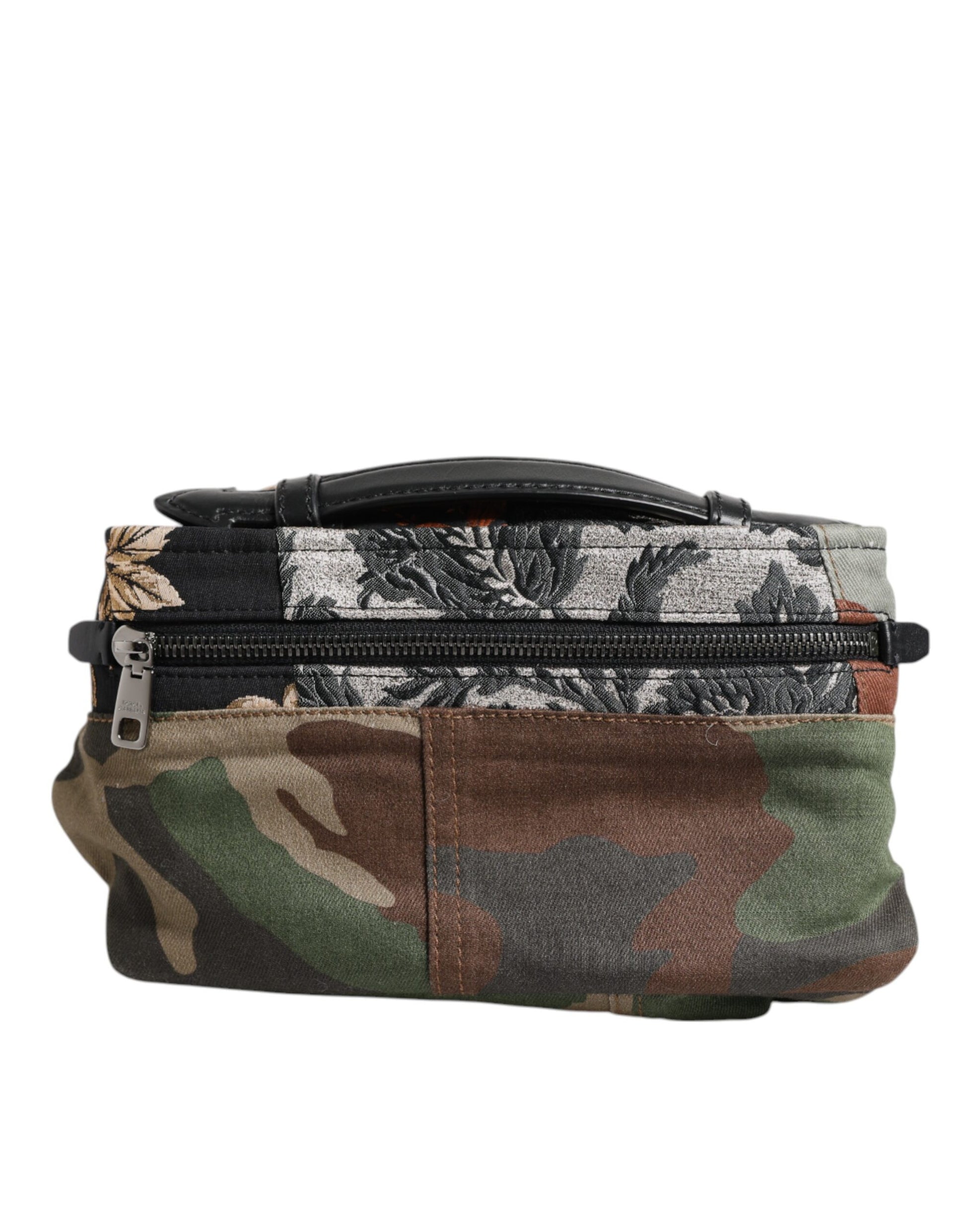 Fanny Pack Backpack by Dolce & Gabbana for men in leather & cotton multicolor, camouflage & patchwork showcases a stately Leather Cotton Fanny Pack Backpack design, featuring a secure zipper with stately and versatile belt-strap.